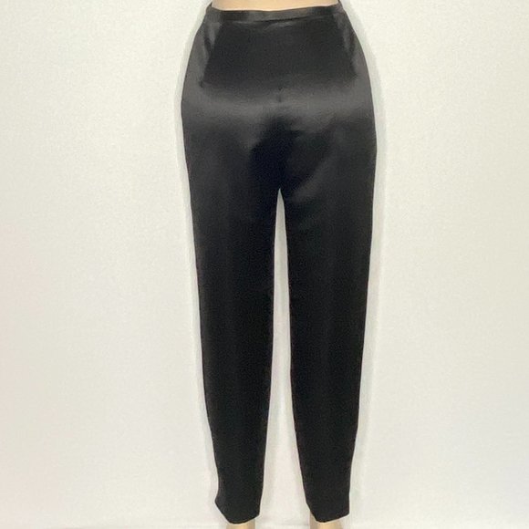 Isabel Ardee Pants Black Satin Straight Leg 10 - Picture 7 of 10